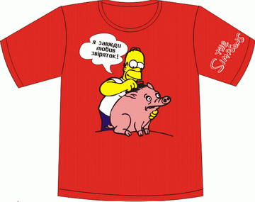 Прикольные футболки: симпсон гомер вычесывает свинью